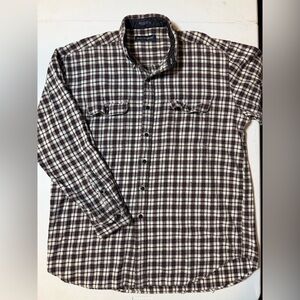 Britches XL Plaid Flannel Shirt Red Black White Button Up Menswear Workwear